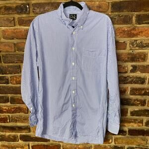 Jos. A. Bank Blue Gingham Plaid Long Sleeve Button Down Dress Shirt Size 15.5